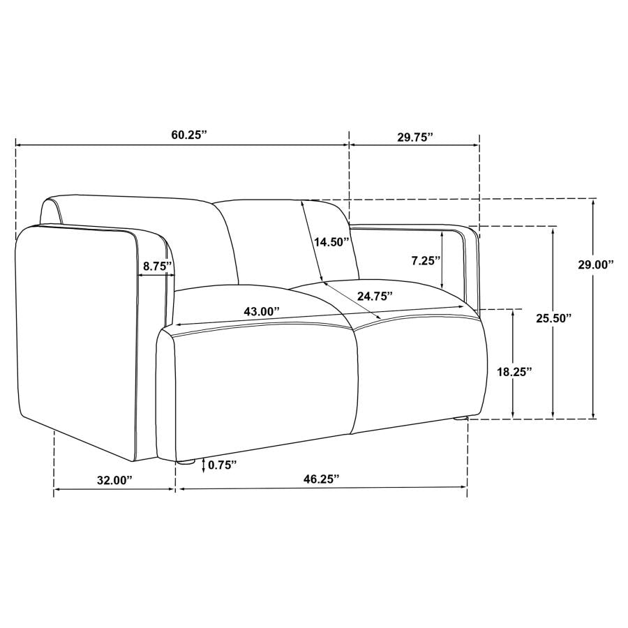 Coaster 509814-S2 2 pc Dorset soft brown textured fabric sofa and love seat set rounded arms