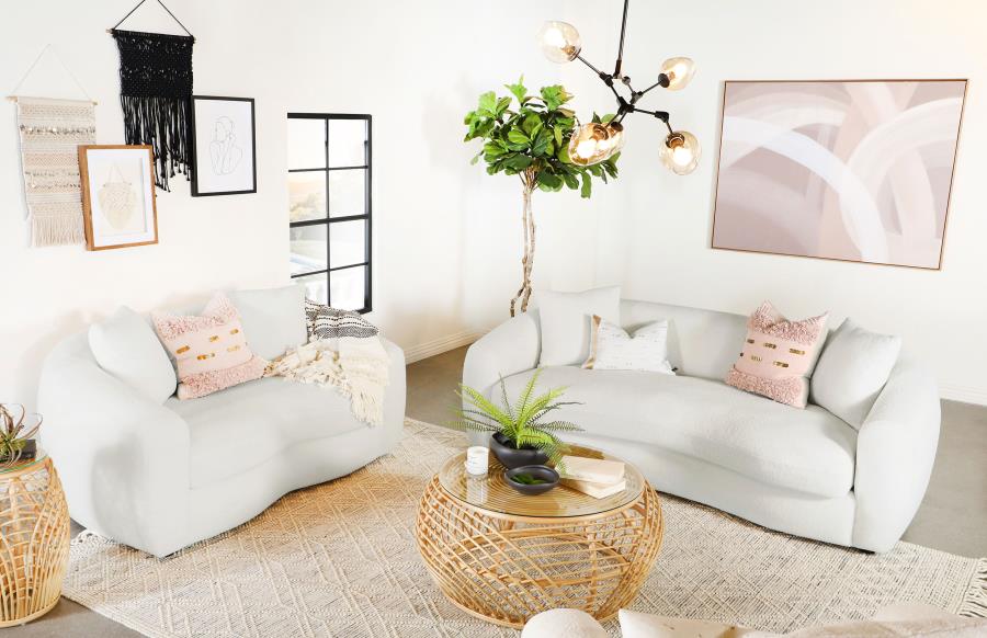 Coaster 509871-S2 2 pc Isabella natural color faux sheep skin fabric sofa and love seat set latitude run dular