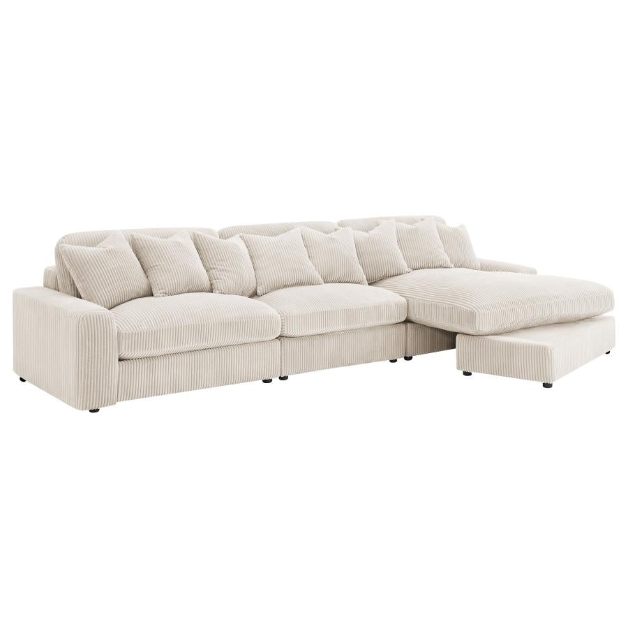 Blaine Sand Wide Corduroy 3-Pc Sectional Sofa with Reversible Chaise – 509899-SET