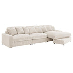 Blaine Sand Wide Corduroy 3-Pc Sectional Sofa with Reversible Chaise – 509899-SET