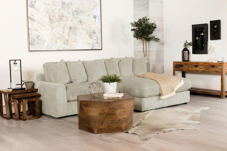 Coaster 509899 2 pc Blaine sand cordy fabric sectional sofa with oversized reversible chaise lounge luxe home by sean and catherine lowe