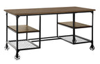 Homelegance 5099-15 Millwood weathered natural finish wood and rustic black metal frame office writing desk with shelves