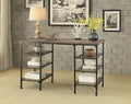 Homelegance 5099-22 Millwood weathered natural finish wood and rustic black metal frame counter height office writing desk with shelves