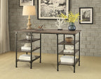 Homelegance 5099-22 Millwood weathered natural finish wood and rustic black metal frame counter height office writing desk with shelves