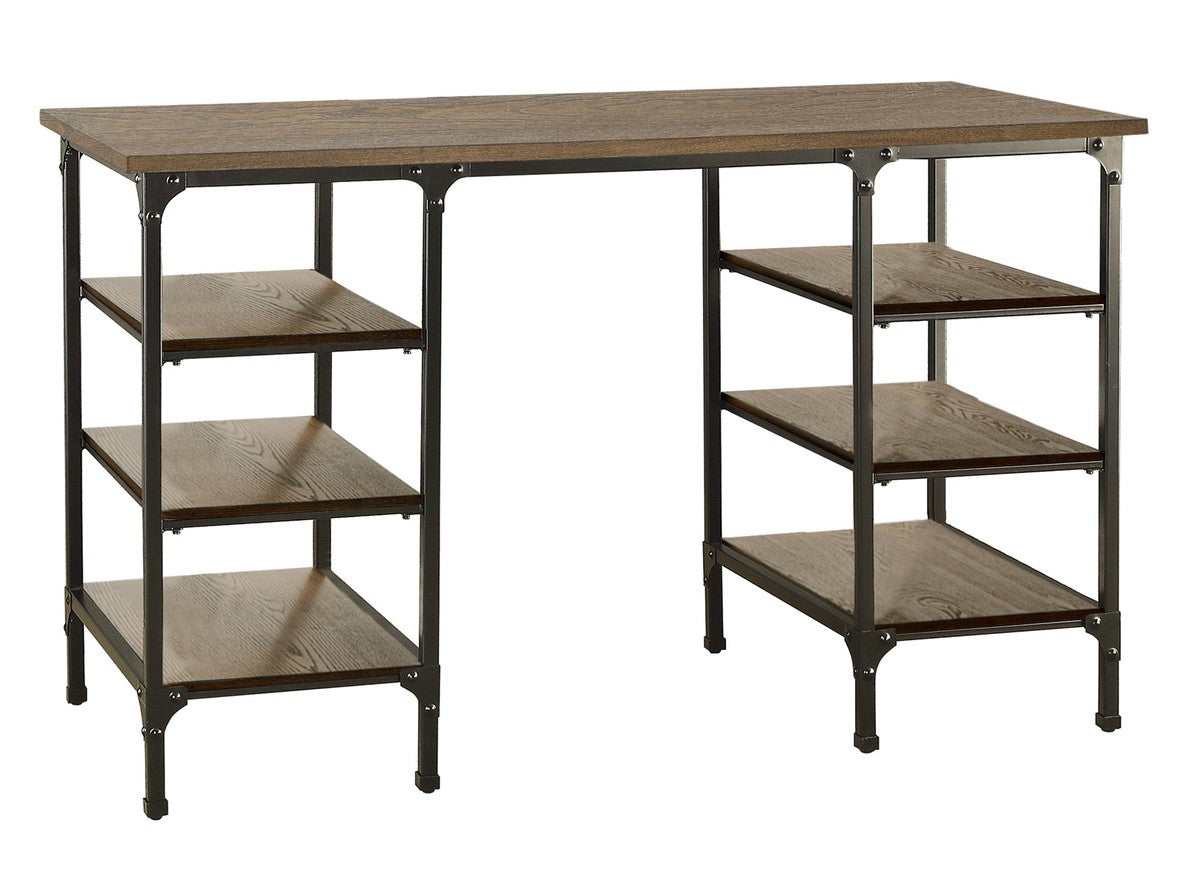 Homelegance 5099-22 Millwood weathered natural finish wood and rustic black metal frame counter height office writing desk with shelves