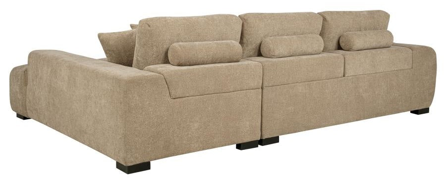 Coaster 509961 Octavia camel soft fabric tufted mid-century modern sectional sofa with chaise
