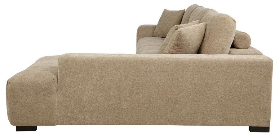 Coaster 509961 Octavia camel soft fabric tufted mid-century modern sectional sofa with chaise