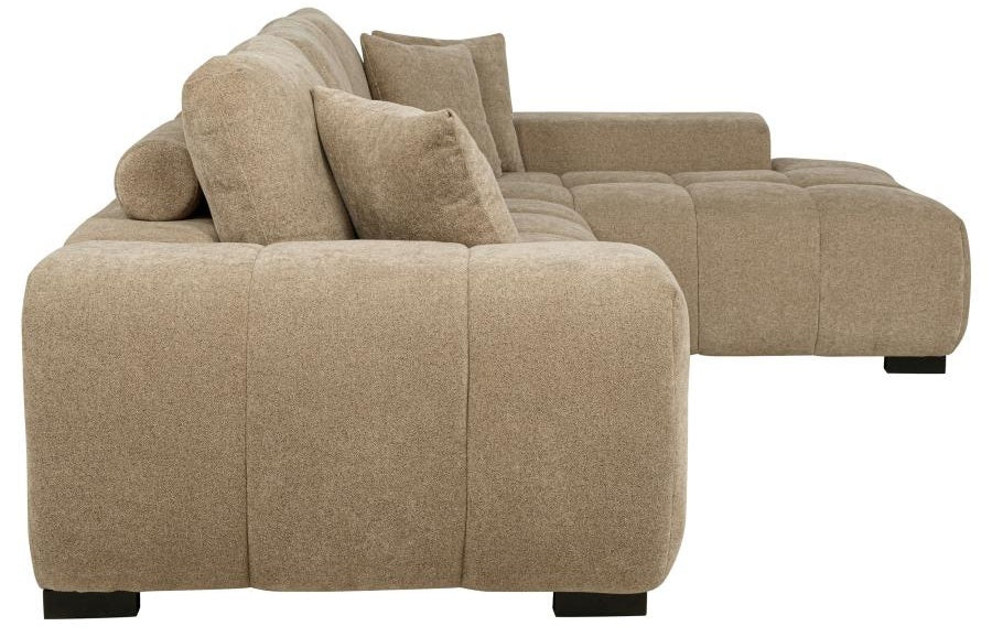 Coaster 509961 Octavia camel soft fabric tufted mid-century modern sectional sofa with chaise