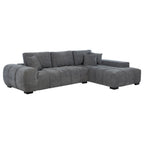 Octavia Charcoal Grey Fabric Grid-Tufted Mid-Century Modern Sectional Sofa with Chaise – 509965