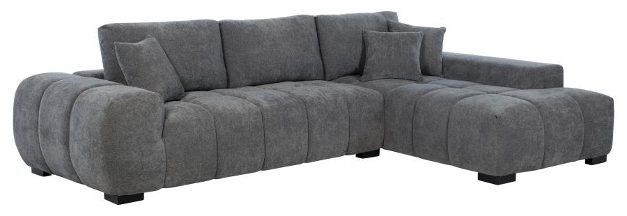 Coaster 509965 Octavia charcoal grey soft fabric tufted mid-century modern sectional sofa with chaise