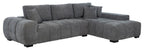 Coaster 509965 Octavia charcoal grey soft fabric tufted mid-century modern sectional sofa with chaise