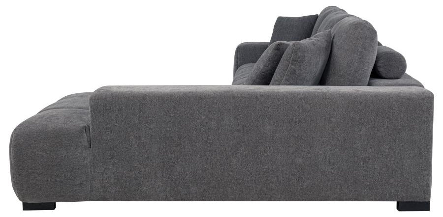 Coaster 509965 Octavia charcoal grey soft fabric tufted mid-century modern sectional sofa with chaise