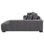 Octavia Charcoal Grey Fabric Grid-Tufted Mid-Century Modern Sectional Sofa with Chaise – 509965