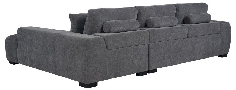 Coaster 509965 Octavia charcoal grey soft fabric tufted mid-century modern sectional sofa with chaise