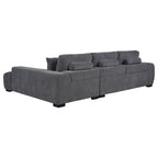 Octavia Charcoal Grey Fabric Grid-Tufted Mid-Century Modern Sectional Sofa with Chaise – 509965
