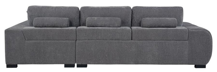 Coaster 509965 Octavia charcoal grey soft fabric tufted mid-century modern sectional sofa with chaise