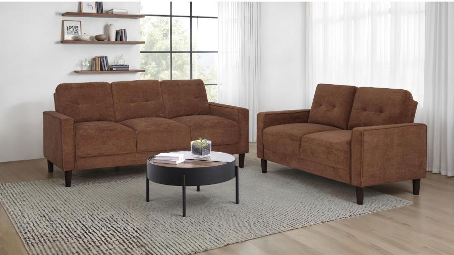 Coaster 509971-S2 2 pc Bowen II rust fabric sofa and love seat set with squared track arms