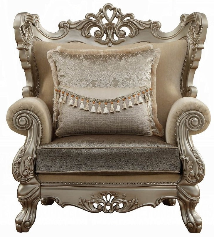 Acme 51042 Astoria grand ewan ranita ornate carved champagne finish wood fabric accent chair
