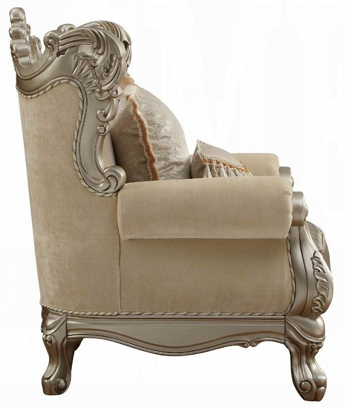 Acme 51042 Astoria grand ewan ranita ornate carved champagne finish wood fabric accent chair