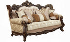 Acme 51050-51 2 pc Astoria grand camren shalisa walnut finish wood fabric sofa and love seat set