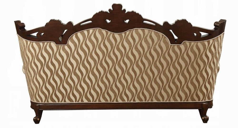 Acme 51050-51 2 pc Astoria grand camren shalisa walnut finish wood fabric sofa and love seat set