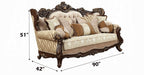 Acme 51050-51 2 pc Astoria grand camren shalisa walnut finish wood fabric sofa and love seat set
