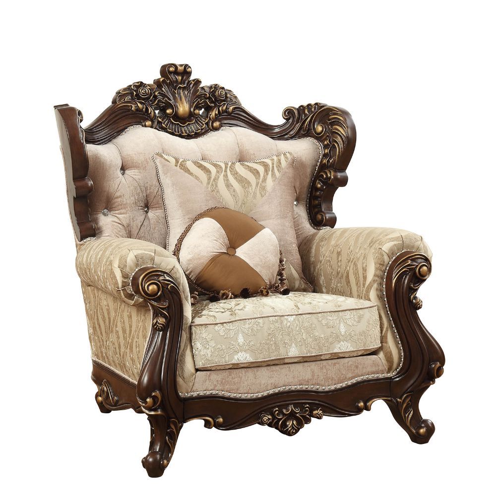 Acme 51052 Astoria grand camren shalisa walnut finish wood fabric oversized accent chair