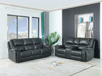 Global United 5108GY-2PC 2 pc Ospray grey leather aire sofa and love seat with recliner ends