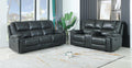 Global United 5108GY-2PC 2 pc Ospray grey leather aire sofa and love seat with recliner ends