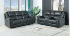 Global United 5108GY-2PC 2 pc Ospray grey leather aire sofa and love seat with recliner ends