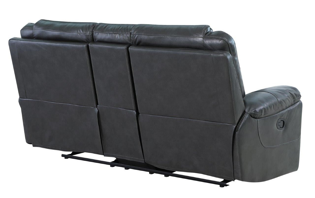 Global United 5108GY-2PC 2 pc Ospray grey leather aire sofa and love seat with recliner ends