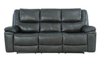 Global United 5108GY-2PC 2 pc Ospray grey leather aire sofa and love seat with recliner ends