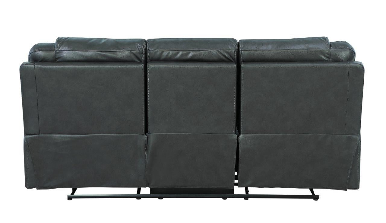 Global United 5108GY-2PC 2 pc Ospray grey leather aire sofa and love seat with recliner ends