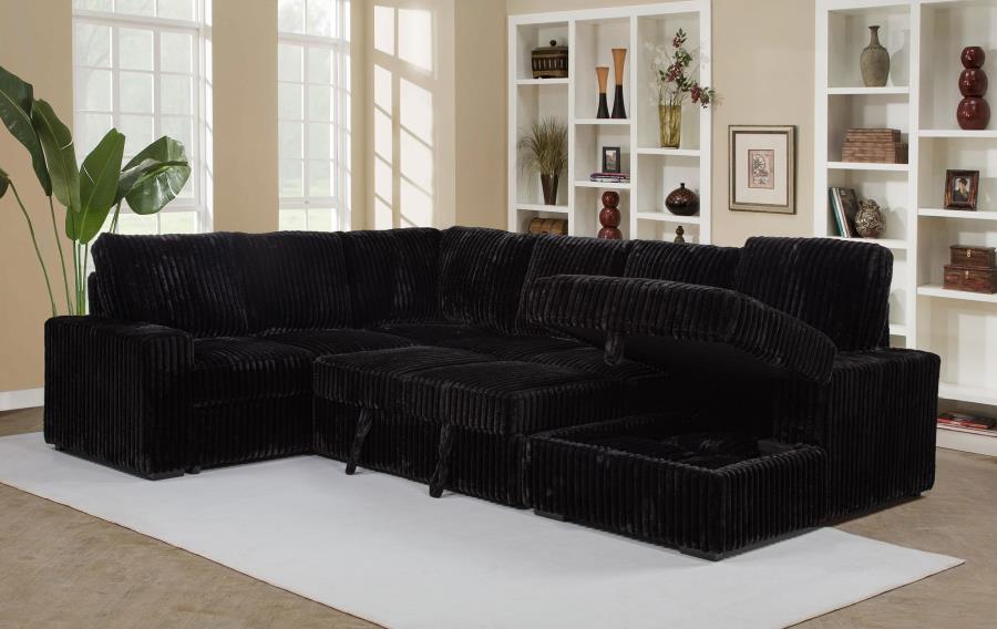 Coaster 511049 3 pc Devonshire black corduroy fabric sectional