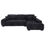 Coaster 511061 2 pc Octavia black chenille fabric 120" mid-century modern sectional sofa with chaise