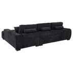 Coaster 511061 2 pc Octavia black chenille fabric 120" mid-century modern sectional sofa with chaise