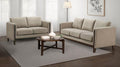 Coaster 511101-S2 2 pc Islington taupe textured fabric sofa and love seat set with panel arms and wood trim