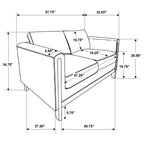 Coaster 511101-S2 2 pc Islington taupe textured fabric sofa and love seat set with panel arms and wood trim