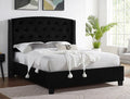 Crown mark 5111BK-Q Eva black colored fabric upholstered button tufted headboard queen bed