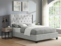 Crown Mark 5111DV-K Eva dove grey colored fabric upholstered button tufted headboard eastern king bed