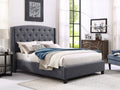 Crown Mark 5111GY-K Eva grey colored fabric upholstered button tufted headboard eastern king bed