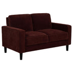 Coaster 511211-S2 2 pc Ruth rust red fabric sofa and love seat set with squared track arms