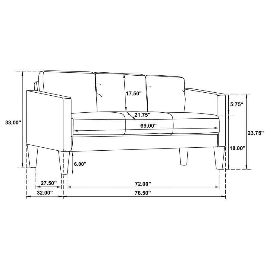 Coaster 511211-S2 2 pc Ruth rust red fabric sofa and love seat set with squared track arms