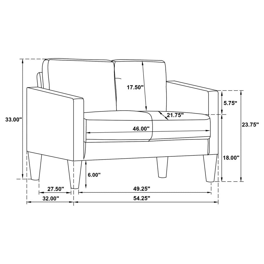 Coaster 511211-S2 2 pc Ruth rust red fabric sofa and love seat set with squared track arms