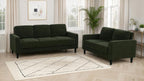 Coaster 511214-S2 2 pc Ruth matcha green fabric sofa and love seat set with squared track arms