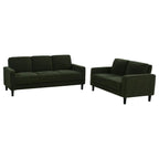 Coaster 511214-S2 2 pc Ruth matcha green fabric sofa and love seat set with squared track arms