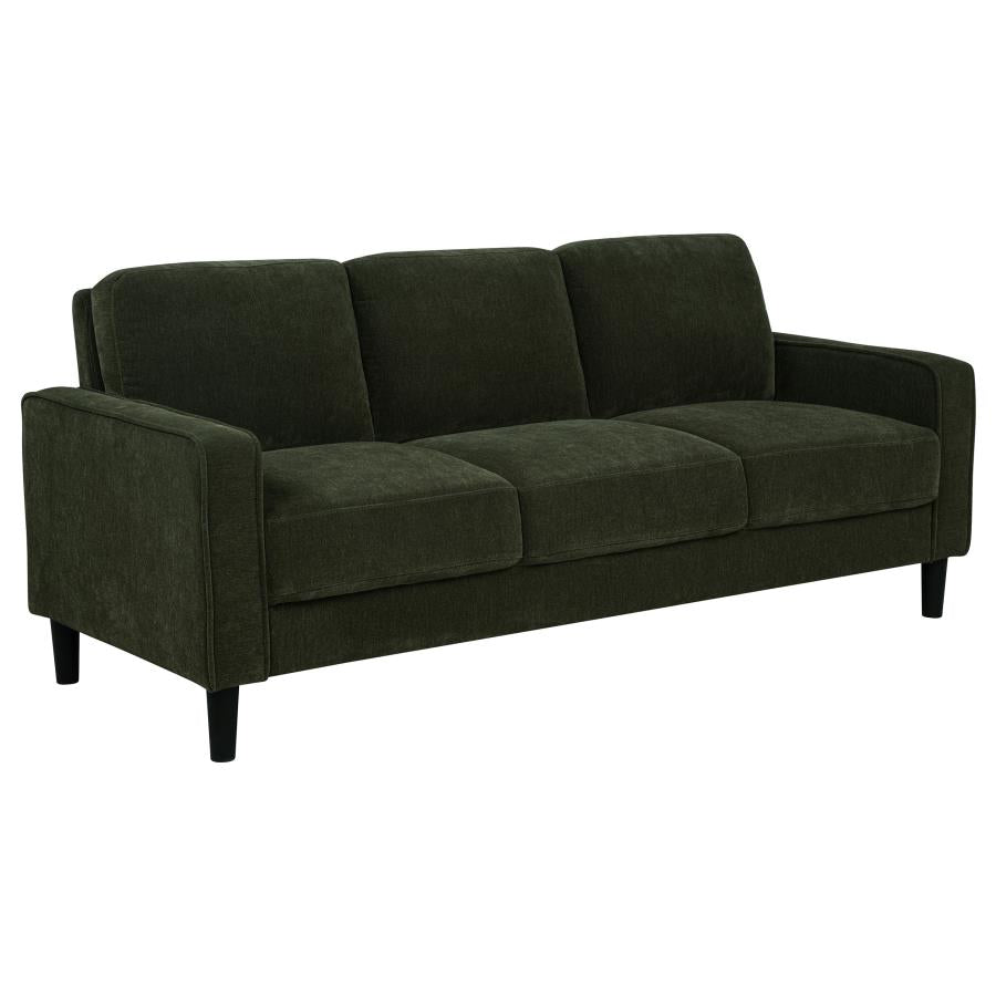 Coaster 511214-S2 2 pc Ruth matcha green fabric sofa and love seat set with squared track arms