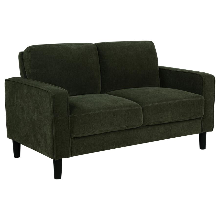Coaster 511214-S2 2 pc Ruth matcha green fabric sofa and love seat set with squared track arms