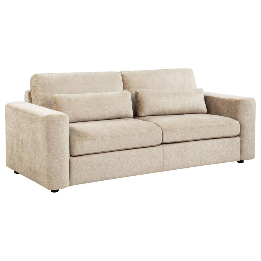 Coaster Amador 2-Pc Camel Chenille Fabric Sofa and Love Seat Set with Track Arms – 511231-S2
