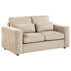 Coaster Amador 2-Pc Camel Chenille Fabric Sofa and Love Seat Set with Track Arms – 511231-S2